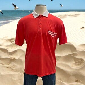 Vintage Puritan Red & White Striped Polo Shirt XL Cotton Blend Casual Preppy